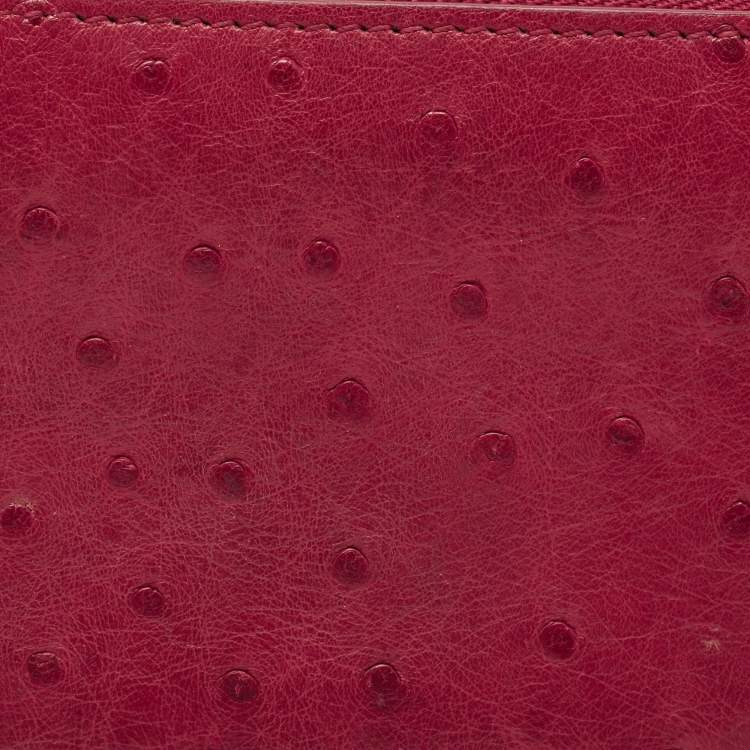 Pre Owned Louis Vuitton Magenta Ostrich Zippy Coin Purse