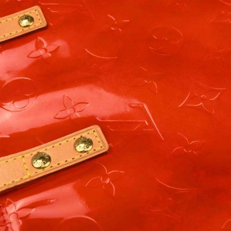 Pre Owned Louis Vuitton Red Monogram Vernis Leather Reade PM Tote Bag