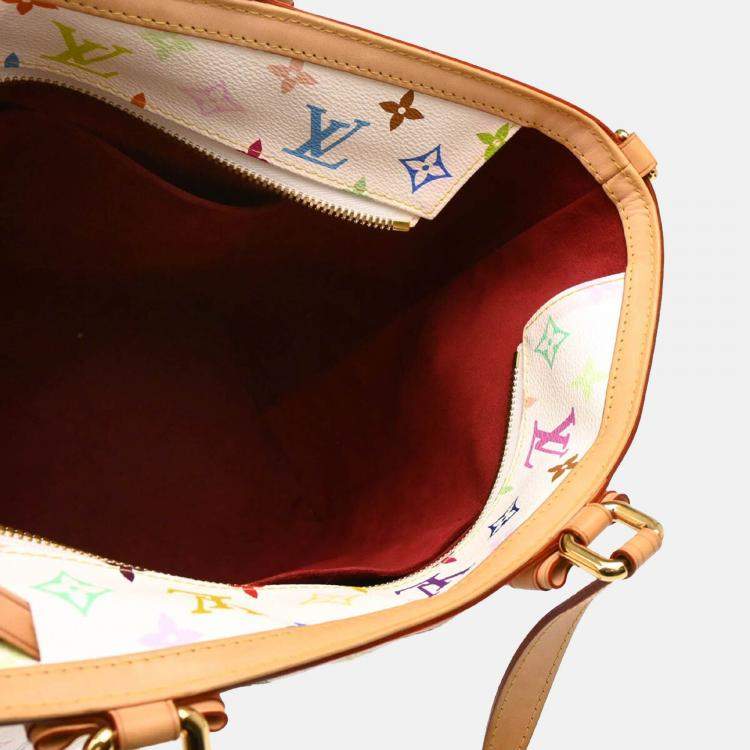 Pre Owned Louis Vuitton White Multicolor Monogram Canvas Sharleen GM Tote Bag