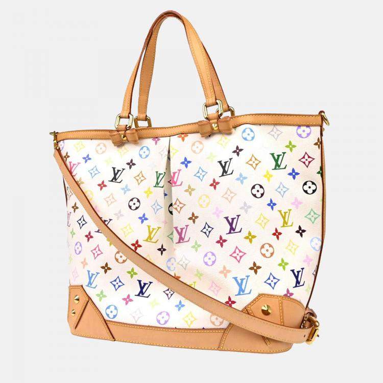 Pre Owned Louis Vuitton White Multicolor Monogram Canvas Sharleen GM Tote Bag