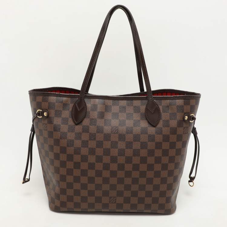 Pre Owned Louis Vuitton Damier Ebene Canvas and Leather Neverfull MM Bag