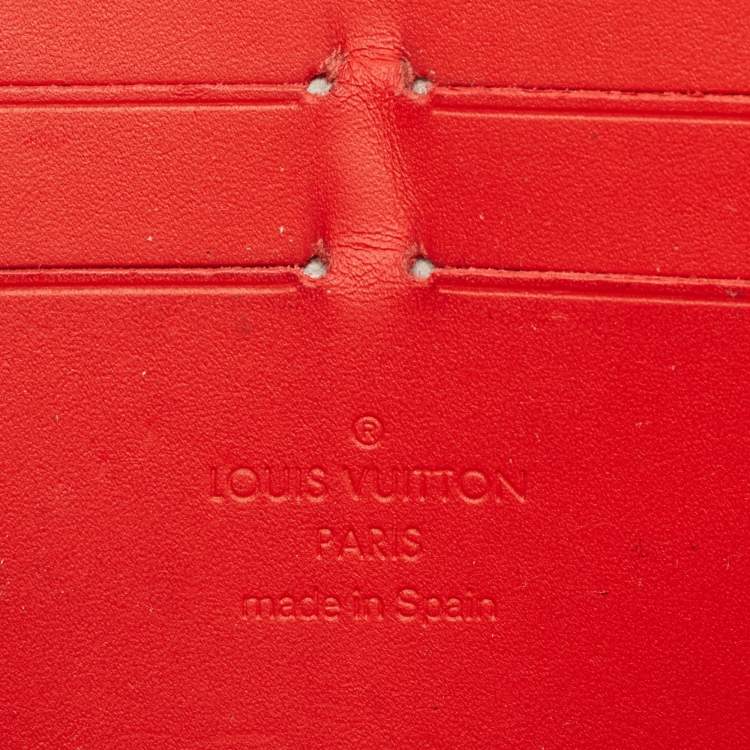 Pre Owned Louis Vuitton Rouge Grenadine Monogram Vernis Zippy Wallet  
