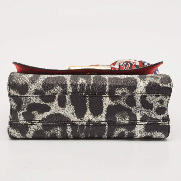 Pre Owned Louis Vuitton Grey/Black Leopard Print Coated Canvas Twist MM Bag