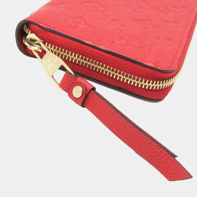 Pre Owned Louis Vuitton Red Monogram Empreinte Zippy Wallet 