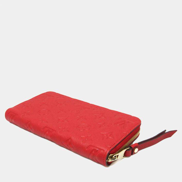 Pre Owned Louis Vuitton Red Monogram Empreinte Zippy Wallet 