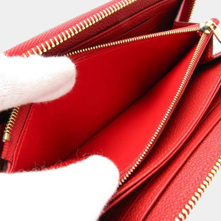 Pre Owned Louis Vuitton Red Monogram Empreinte Zippy Wallet 