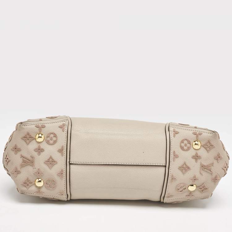 Pre Owned Louis Vuitton Galet Beige Monogram Leather W PM Bag
