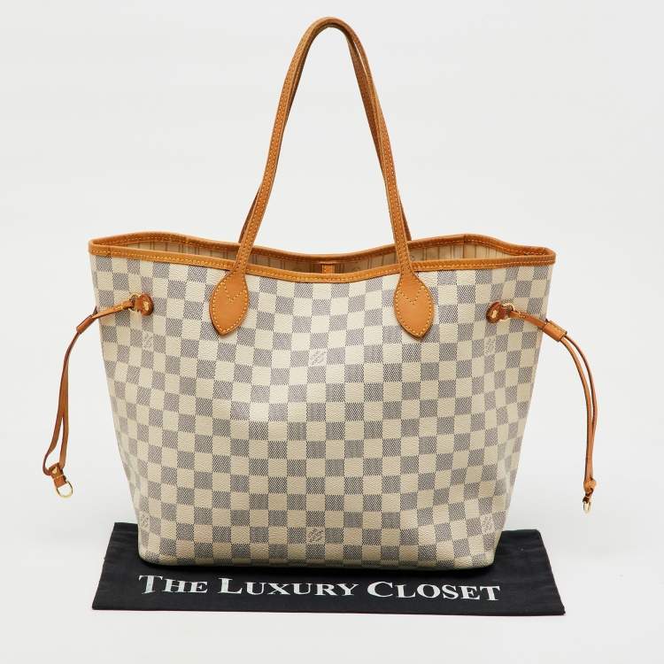 Pre Owned Louis Vuitton Damier Azur Canvas Neverfull MM Bag