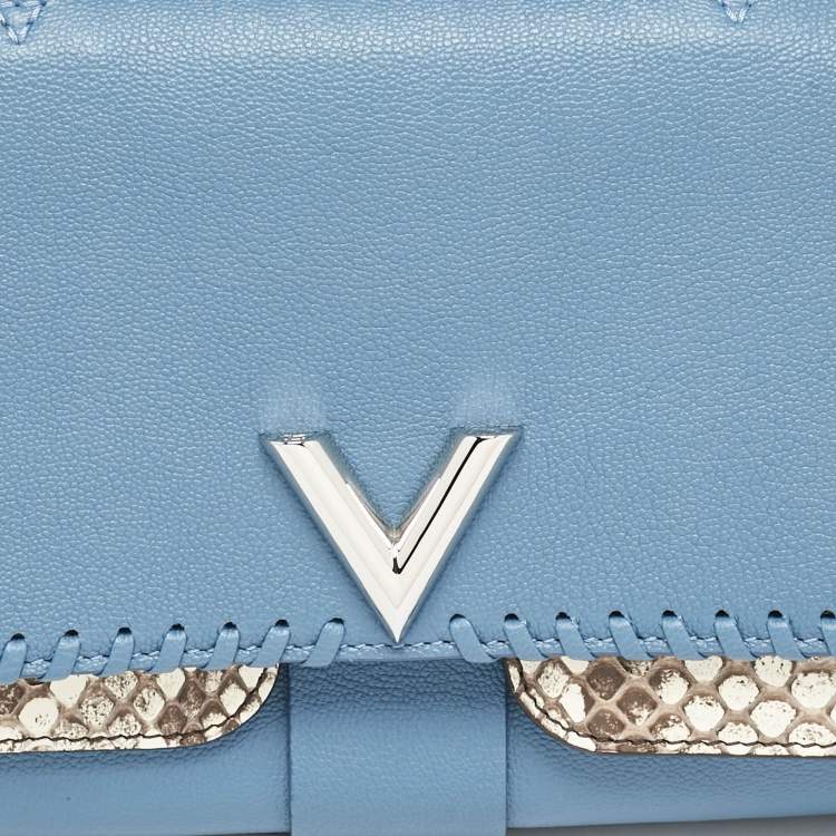 Pre Owned Louis Vuitton Blue Cuir Plume Leather and Python Very Bag