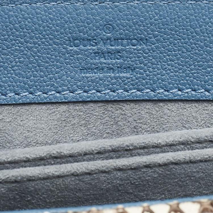 Pre Owned Louis Vuitton Blue Cuir Plume Leather and Python Very Bag