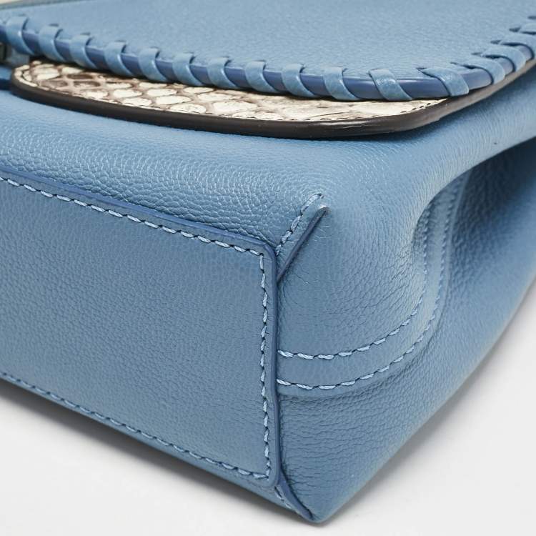 Pre Owned Louis Vuitton Blue Cuir Plume Leather and Python Very Bag