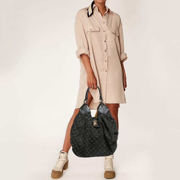 Pre Owned Louis Vuitton Black Denim Monogram Surya XL Bag