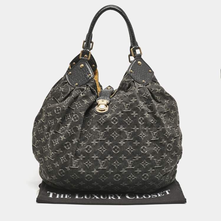Pre Owned Louis Vuitton Black Denim Monogram Surya XL Bag