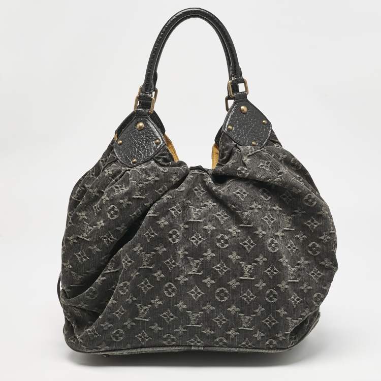 Pre Owned Louis Vuitton Black Denim Monogram Surya XL Bag