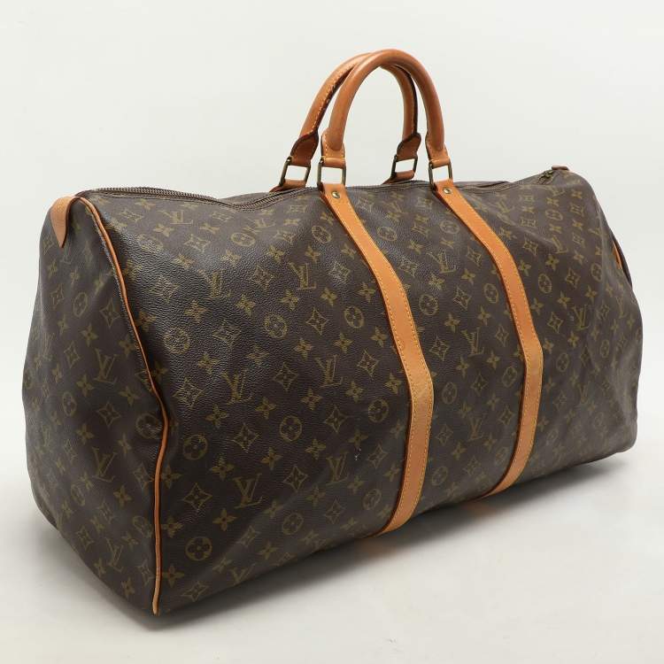 Pre Owned Louis Vuitton Monogram Canvas and Leather Keepall 60 Bag