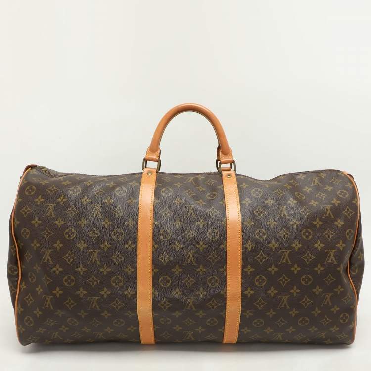 Pre Owned Louis Vuitton Monogram Canvas and Leather Keepall 60 Bag