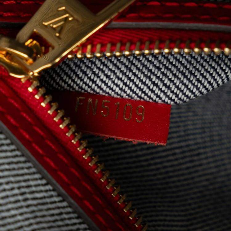 Pre Owned Louis Vuitton Blue Red Leather Monogram Denim OnTheGo GM Tote Bag