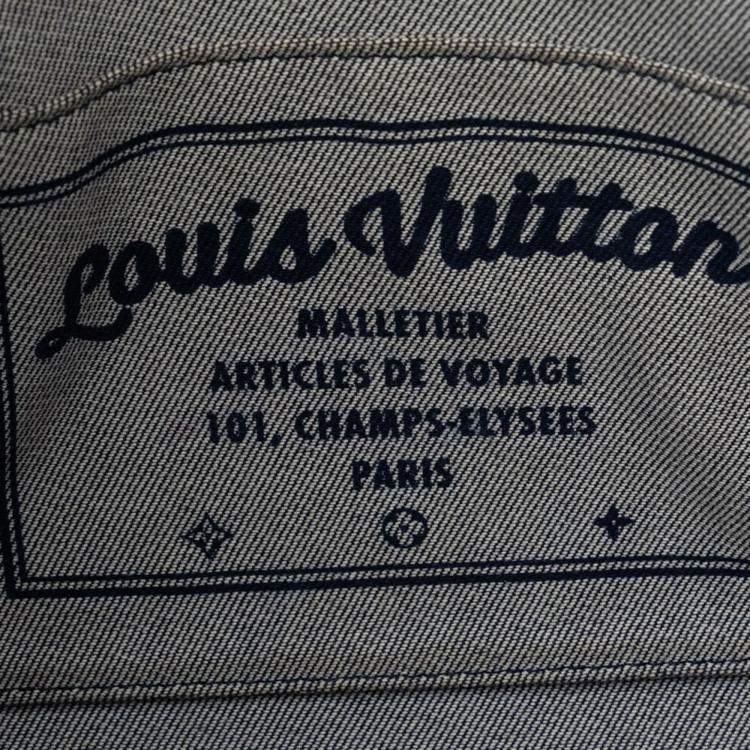 Pre Owned Louis Vuitton Blue Red Leather Monogram Denim OnTheGo GM Tote Bag