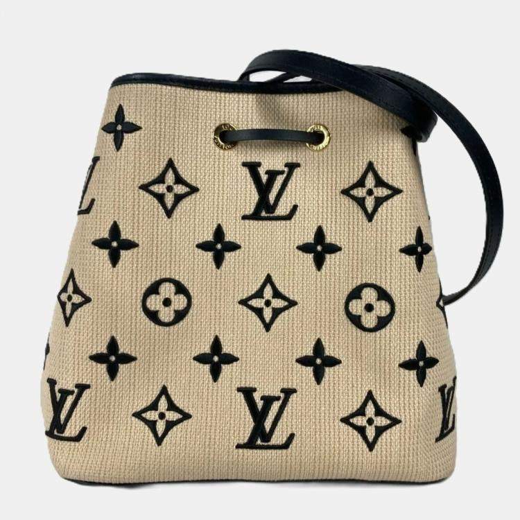 Pre Owned Louis Vuitton Black Cotton Monogram By the Pool Neonoe MM Drawstring Shoulder Bag