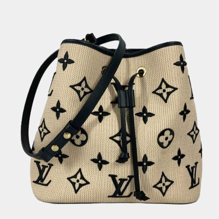 Pre Owned Louis Vuitton Black Cotton Monogram By the Pool Neonoe MM Drawstring Shoulder Bag
