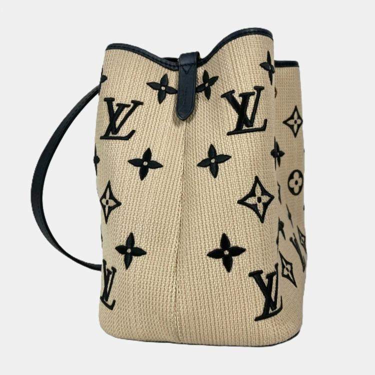 Pre Owned Louis Vuitton Black Cotton Monogram By the Pool Neonoe MM Drawstring Shoulder Bag