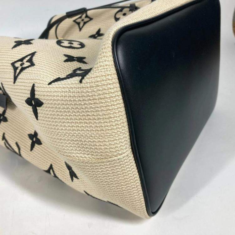 Pre Owned Louis Vuitton Black Cotton Monogram By the Pool Neonoe MM Drawstring Shoulder Bag