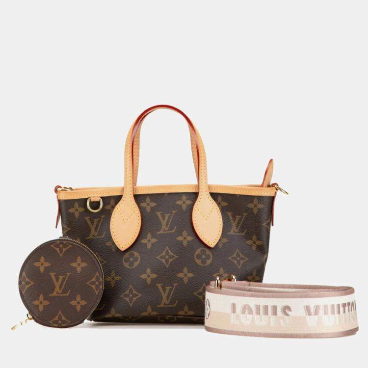 Pre Owned Louis Vuitton Brown Coated Canvas Leather Monogram Neverfull BB Shoulder Bag