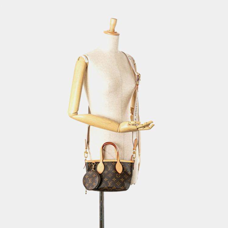 Pre Owned Louis Vuitton Brown Coated Canvas Leather Monogram Neverfull BB Shoulder Bag