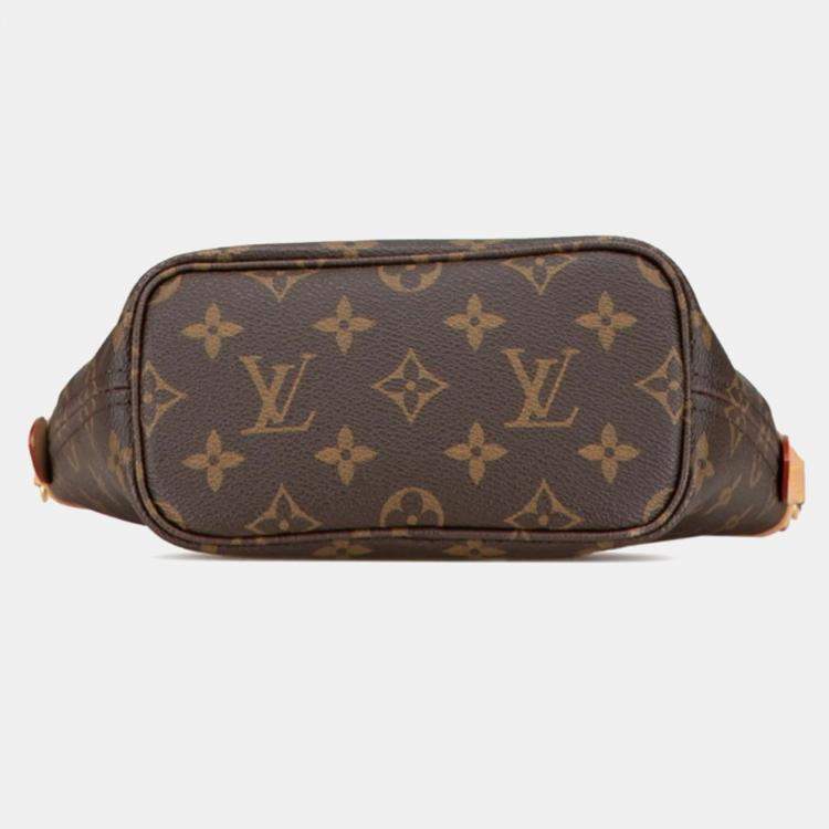 Pre Owned Louis Vuitton Brown Coated Canvas Leather Monogram Neverfull BB Shoulder Bag