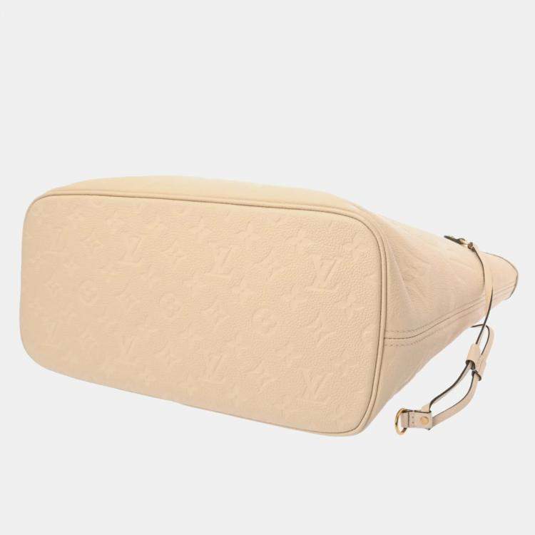 Pre Owned  Louis Vuitton Creme Leather Monogram Empreinte Neverfull MM Tote Bag