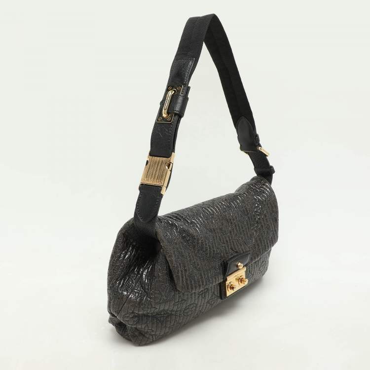Pre Owned Louis Vuitton Noir Black Monogram Motard Patent Leather Pochette Bag