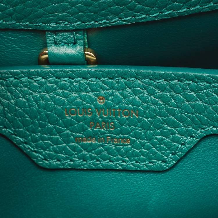 Pre Owned Louis Vuitton Green/Beige Leather and Python Capucines BB Bag