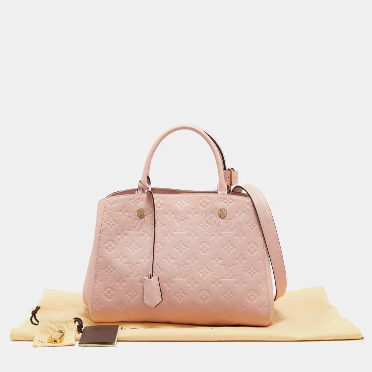 Pre Owned Louis Vuitton Rose Ballerine Monogram Empreinte Leather Montaigne BB Bag