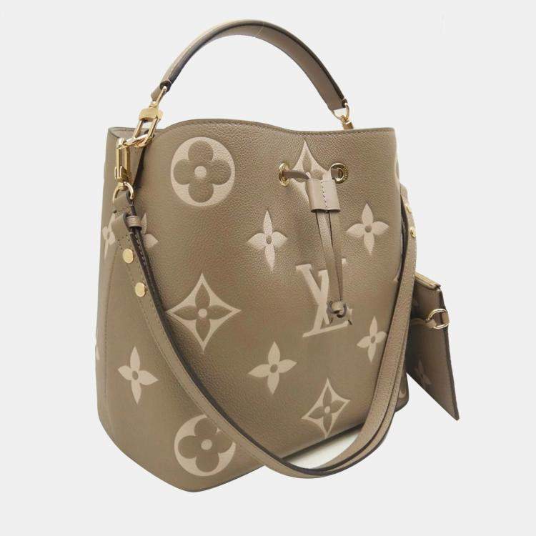Pre Owned Louis Vuitton Tourterelle Creme Bicolor Leather Neonoe MM Shoulder Bag