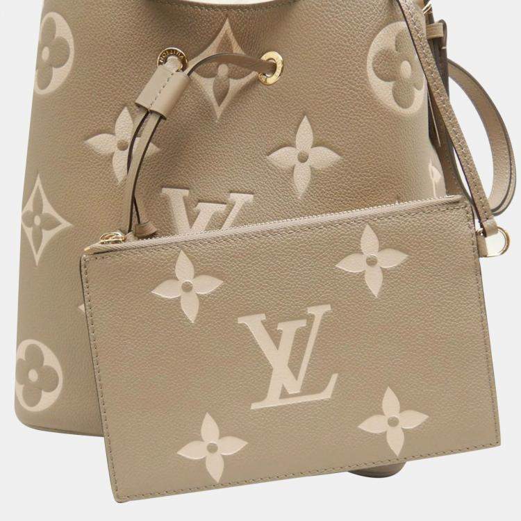 Pre Owned Louis Vuitton Tourterelle Creme Bicolor Leather Neonoe MM Shoulder Bag