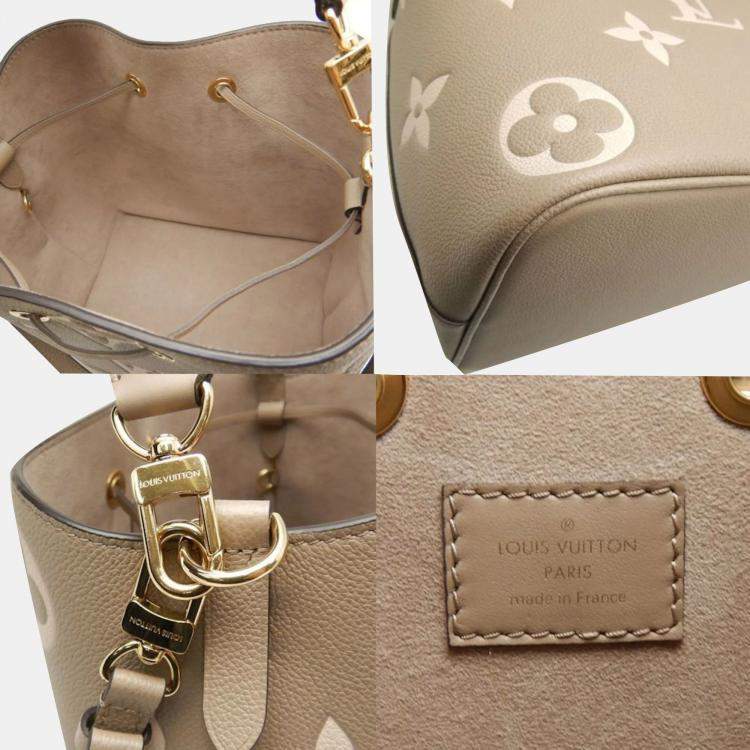 Pre Owned Louis Vuitton Tourterelle Creme Bicolor Leather Neonoe MM Shoulder Bag