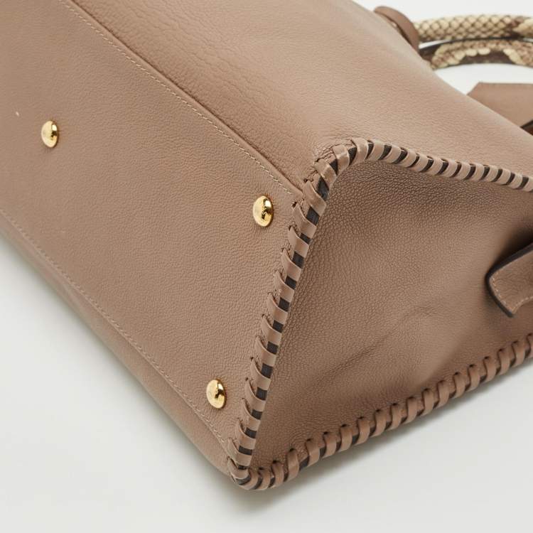 Pre Owned Louis Vuitton Beige/Cream Leather and Python Very Zipped Bag