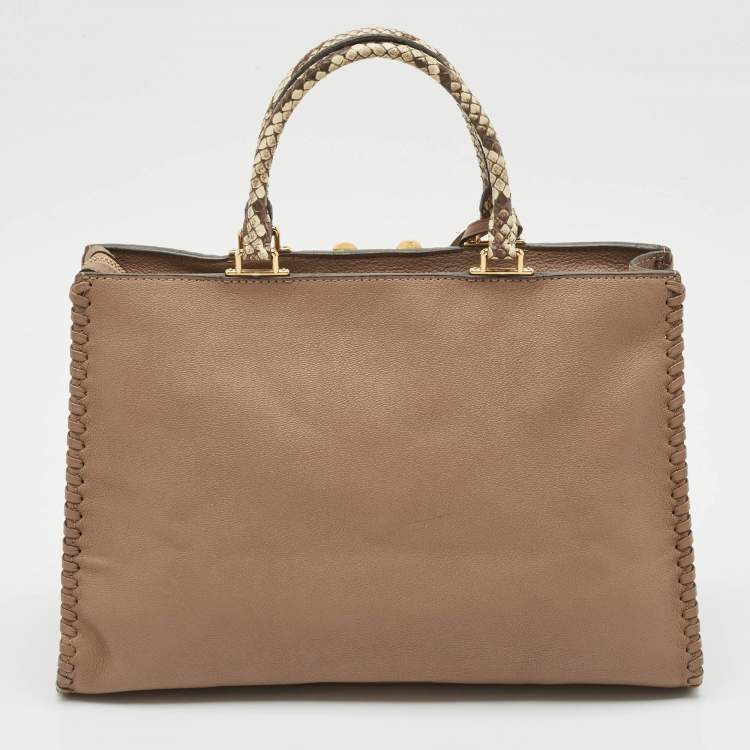Pre Owned Louis Vuitton Beige/Cream Leather and Python Very Zipped Bag