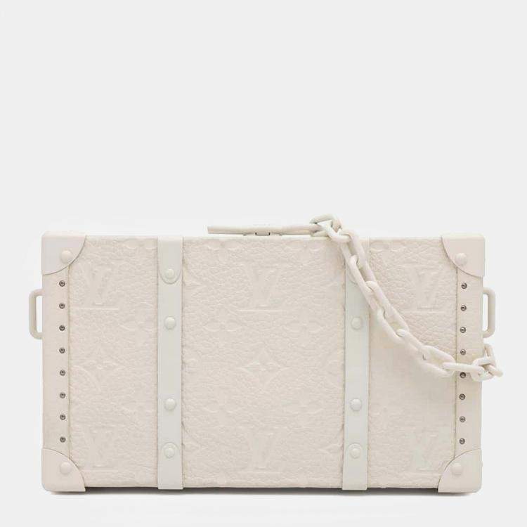 Pre Owned Louis Vuitton White Monogram Taurillon Leather Wallet Trunk Bag