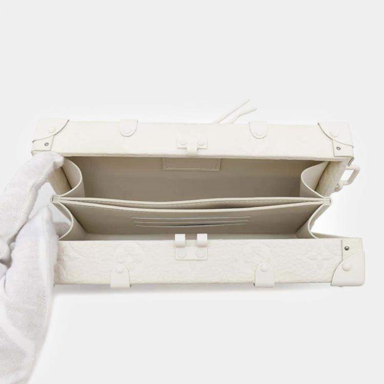 Pre Owned Louis Vuitton White Monogram Taurillon Leather Wallet Trunk Bag