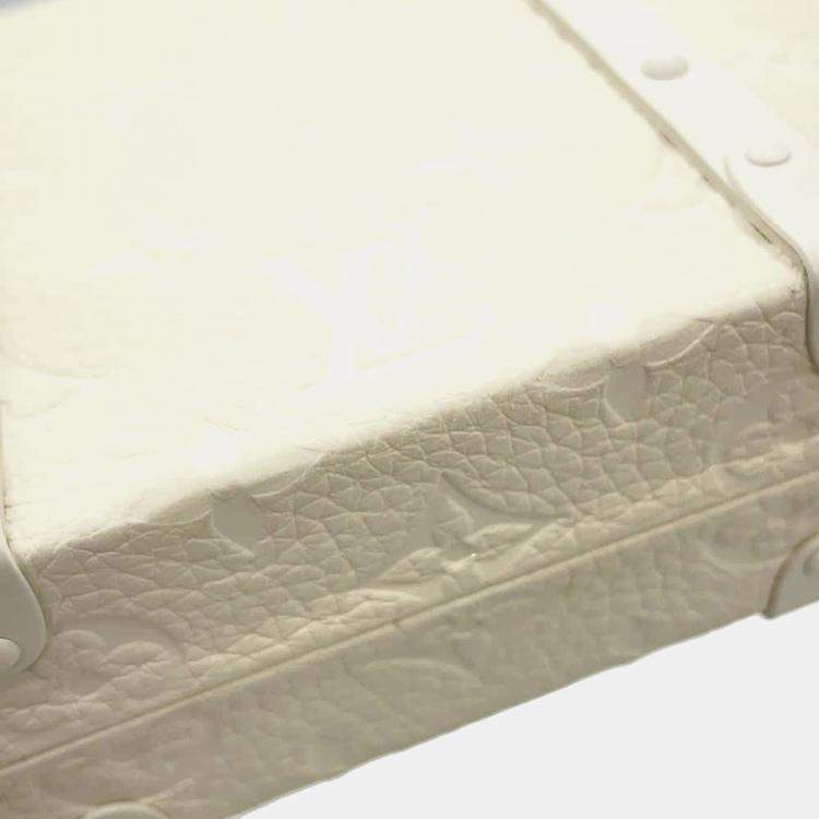 Pre Owned Louis Vuitton White Monogram Taurillon Leather Wallet Trunk Bag