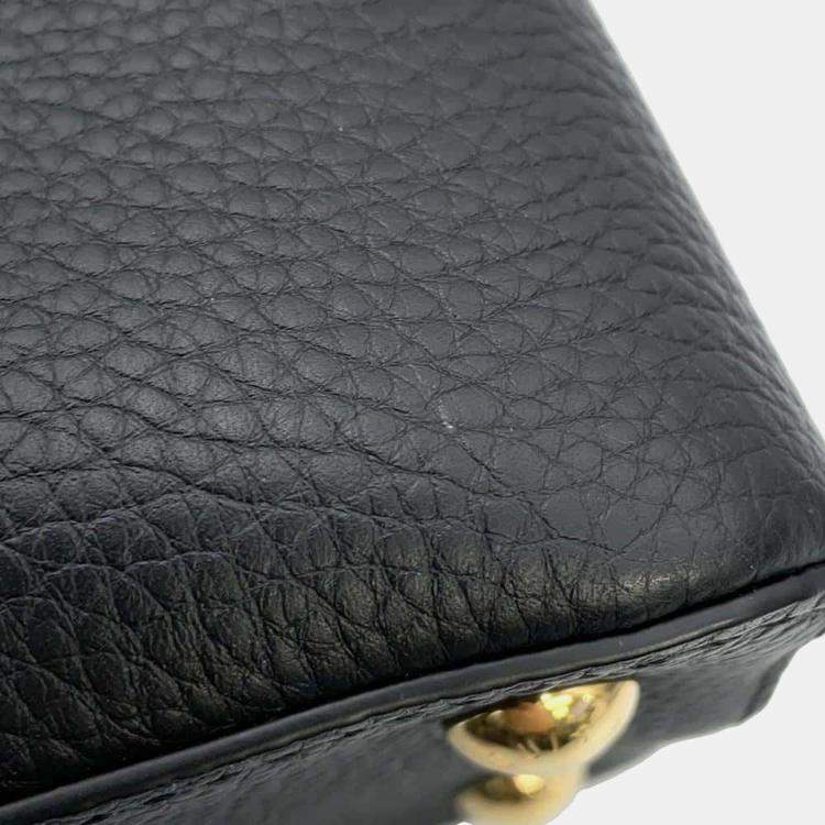 Pre Owned Louis Vuitton Black Capucines Taurillon Leather Shearling MM Bag