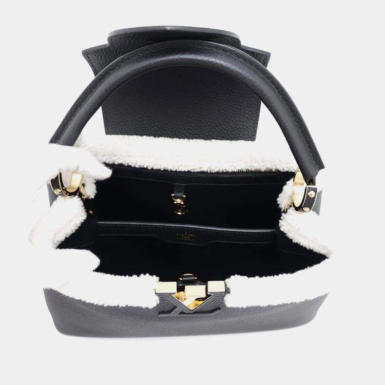 Pre Owned Louis Vuitton Black Capucines Taurillon Leather Shearling MM Bag