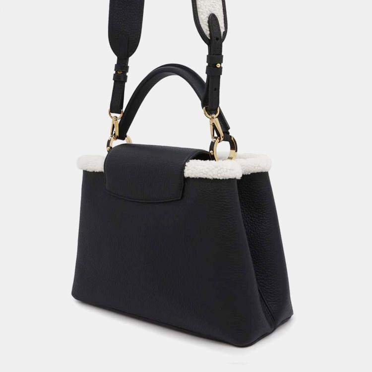 Pre Owned Louis Vuitton Black Capucines Taurillon Leather Shearling MM Bag