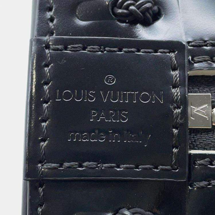 Pre Owned Louis Vuitton Noir Patent Leather PM Kansai Yamamoto Collaboration Alma Samurai Satchel Bag