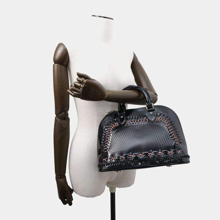 Pre Owned Louis Vuitton Noir Patent Leather PM Kansai Yamamoto Collaboration Alma Samurai Satchel Bag