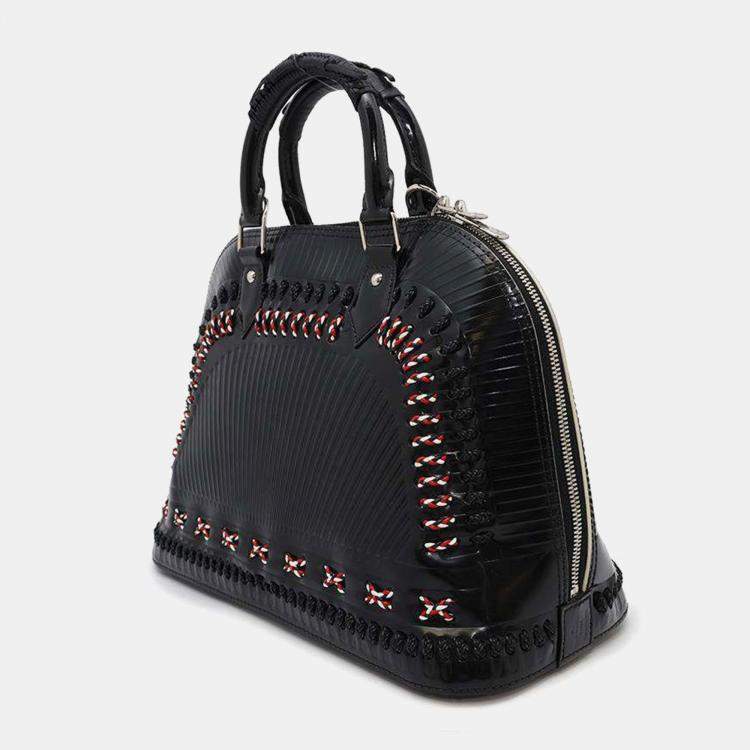 Pre Owned Louis Vuitton Noir Patent Leather PM Kansai Yamamoto Collaboration Alma Samurai Satchel Bag