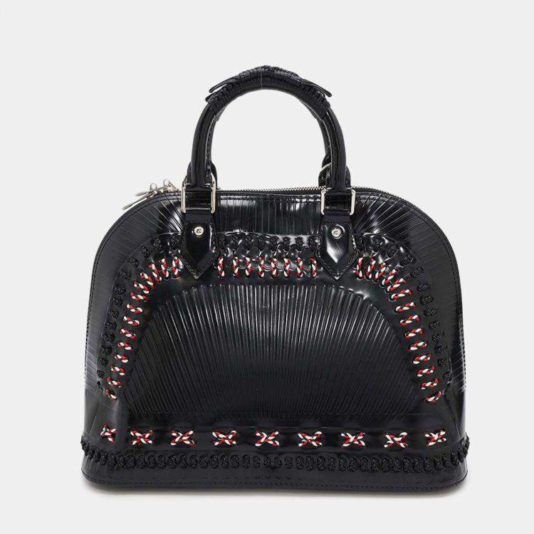 Pre Owned Louis Vuitton Noir Patent Leather PM Kansai Yamamoto Collaboration Alma Samurai Satchel Bag