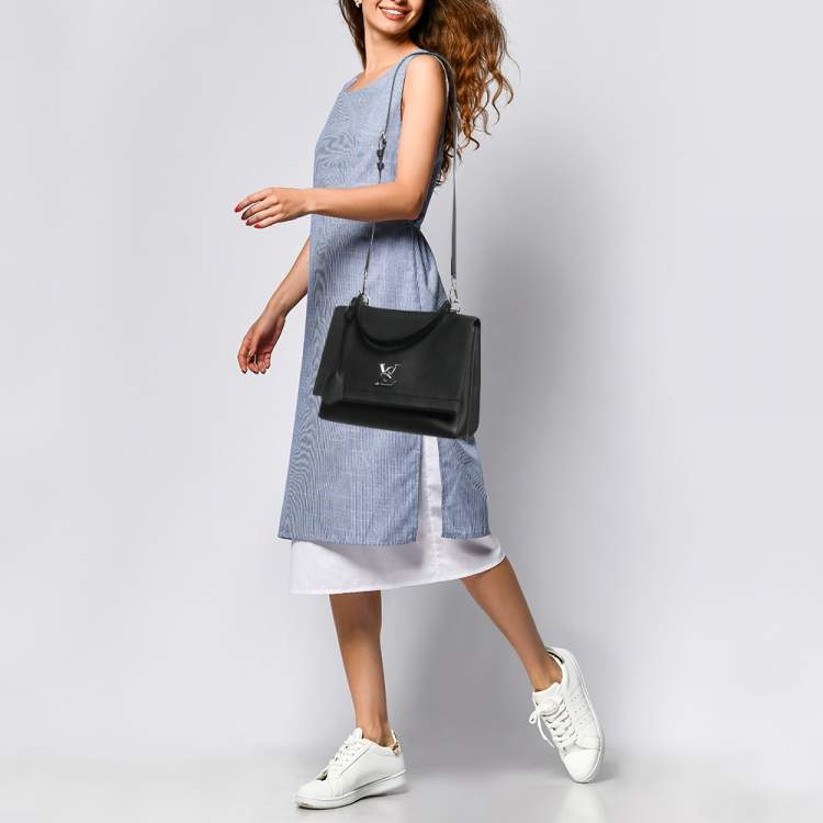 Pre Owned Louis Vuitton Black Leather Lockme II Bag