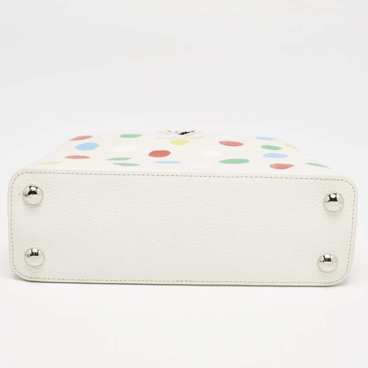 Pre Owned Louis Vuitton x Yayoi Kusama White Leather Painted Dots Capucines BB Bag